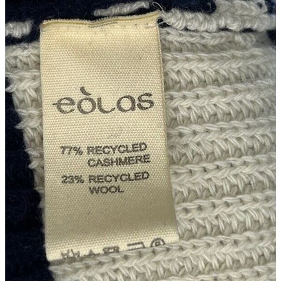 EOLAS Sz M Medium Navy Stripe Cashmere Wool Sweater Parker - Picture 3 of 10